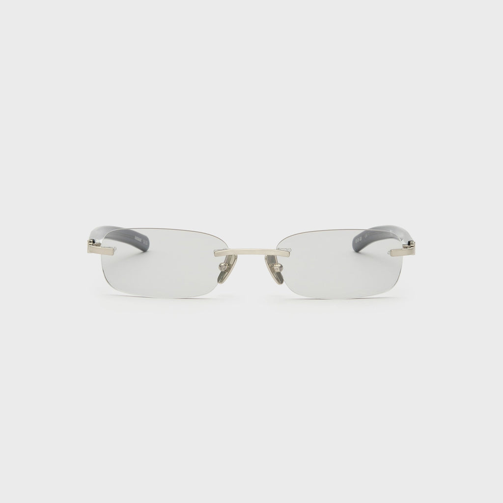 Flatlist Milo Sunglasses - Brushed Silver Crystal Blue Grey / Light Grey