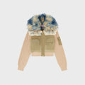 Diesel Rib Knit and Plush Trims Bomber Jacket - Beige