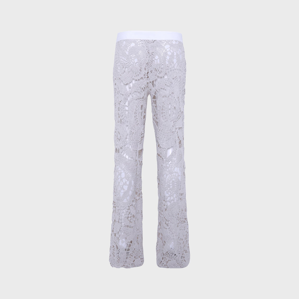Siedres Leane Straight Leg Crochet Lace-Up Pant - Ecru