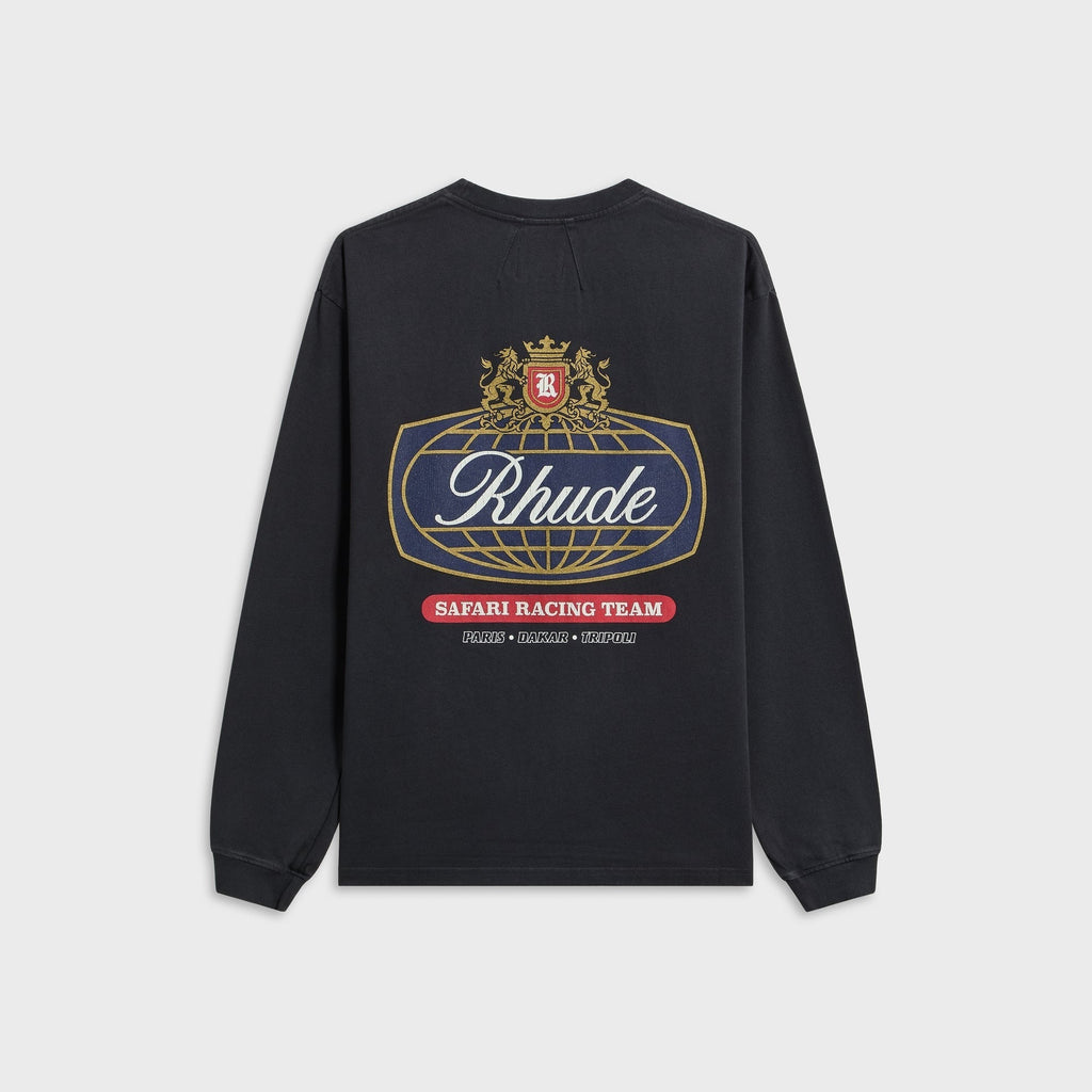 Rhude Safari Crest Long Sleeve Tee - Vintage Black / Blue / Red