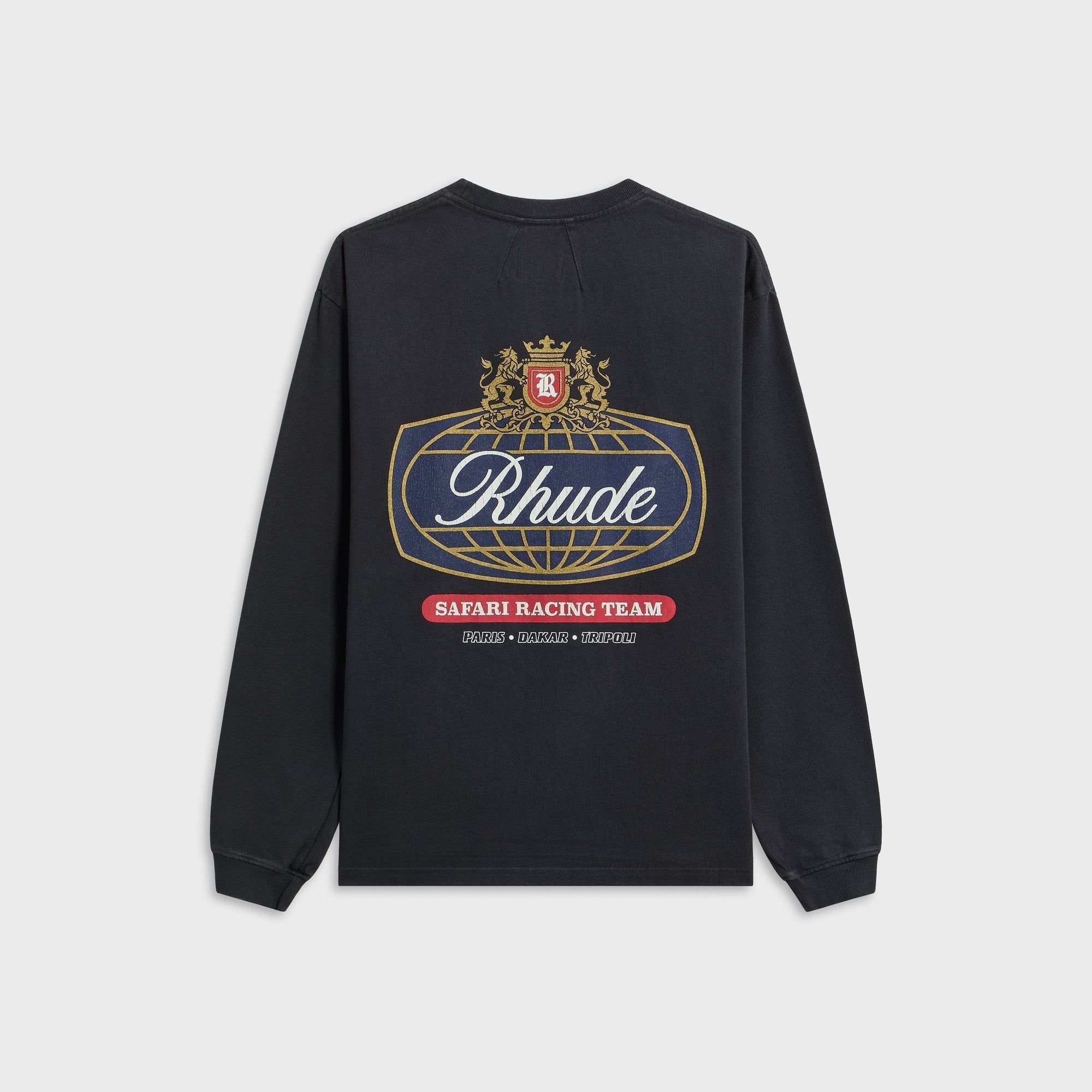 Rhude Safari Crest Long Sleeve Tee - Vintage Black / Blue / Red
