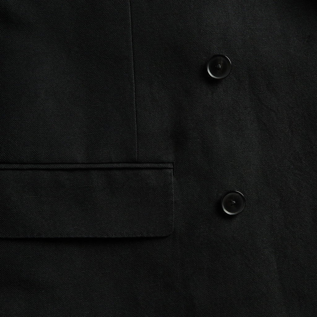 Auralee Wool Cotton Linen Ox Double-Breasted Jacket - Black