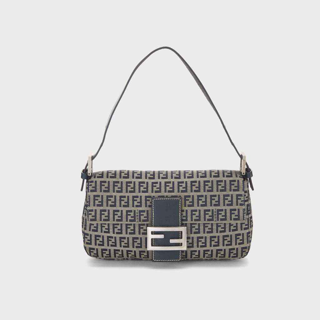 WGACA Fendi Zucchino FF Baguette Shoulder Bag - Navy