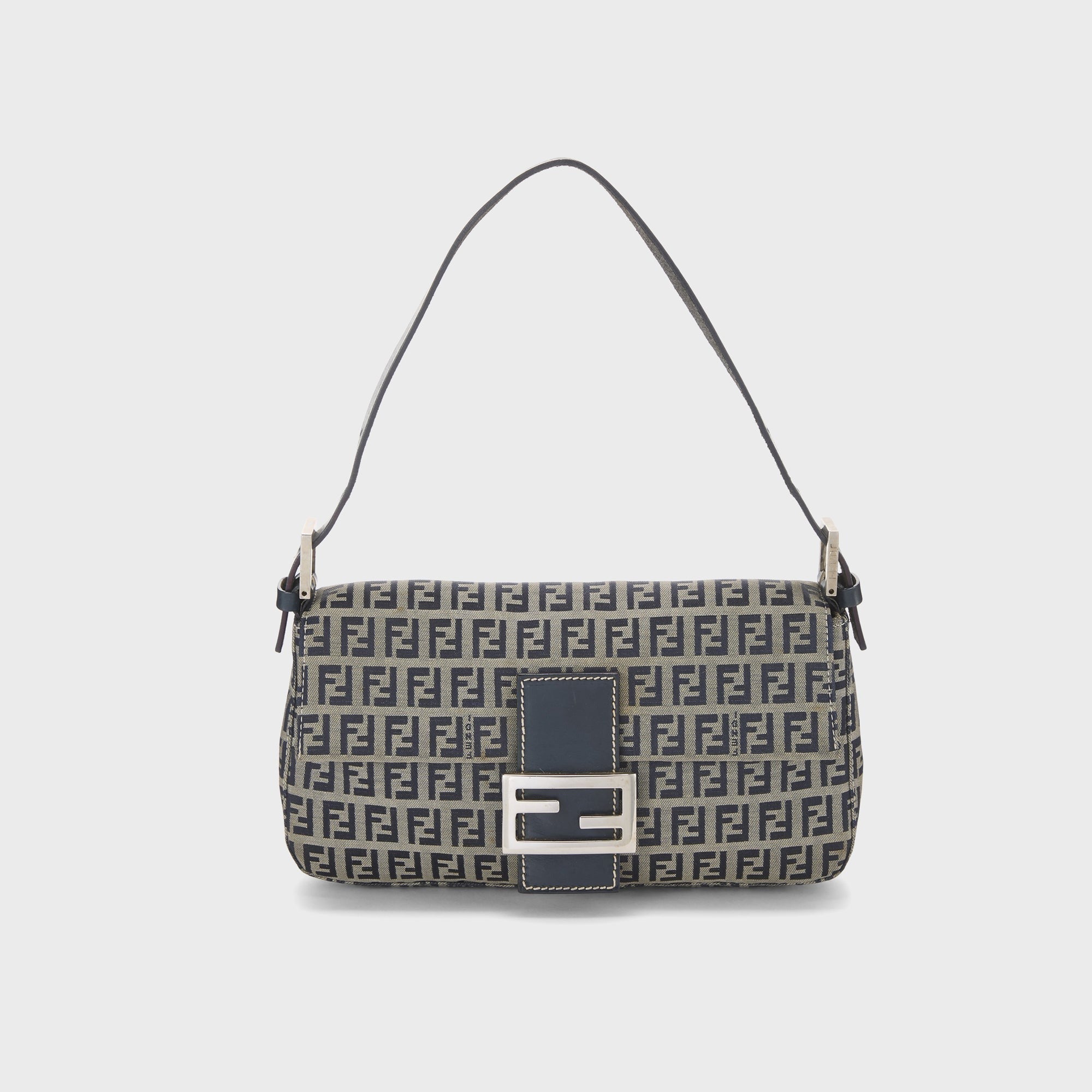 WGACA Fendi Zucchino FF Baguette Shoulder Bag - Navy