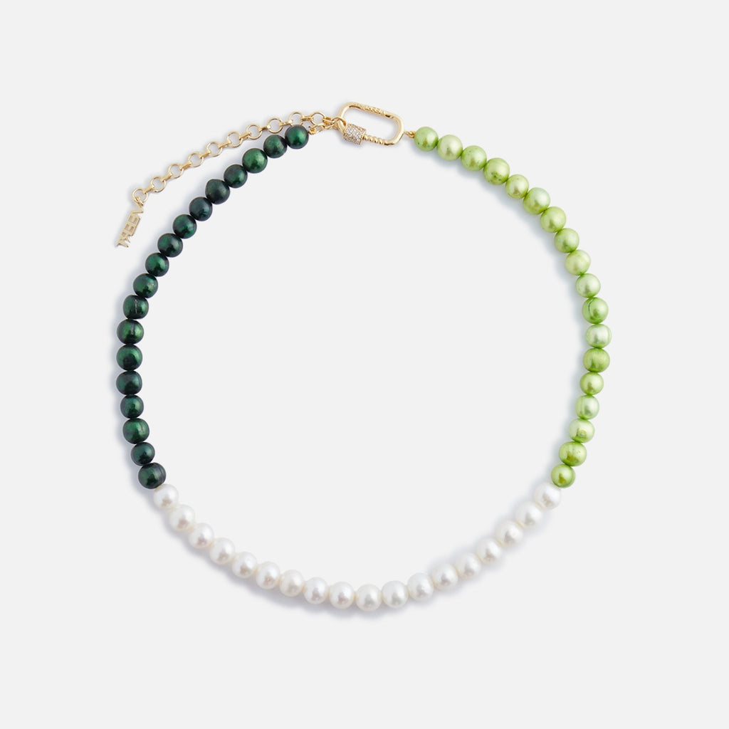 VEERT The Chunk Freshwater Pearl Necklace - Multi Green