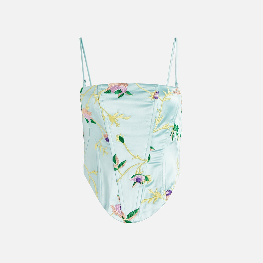 Kim Shui Floral Embroidered Bustier - Light Blue