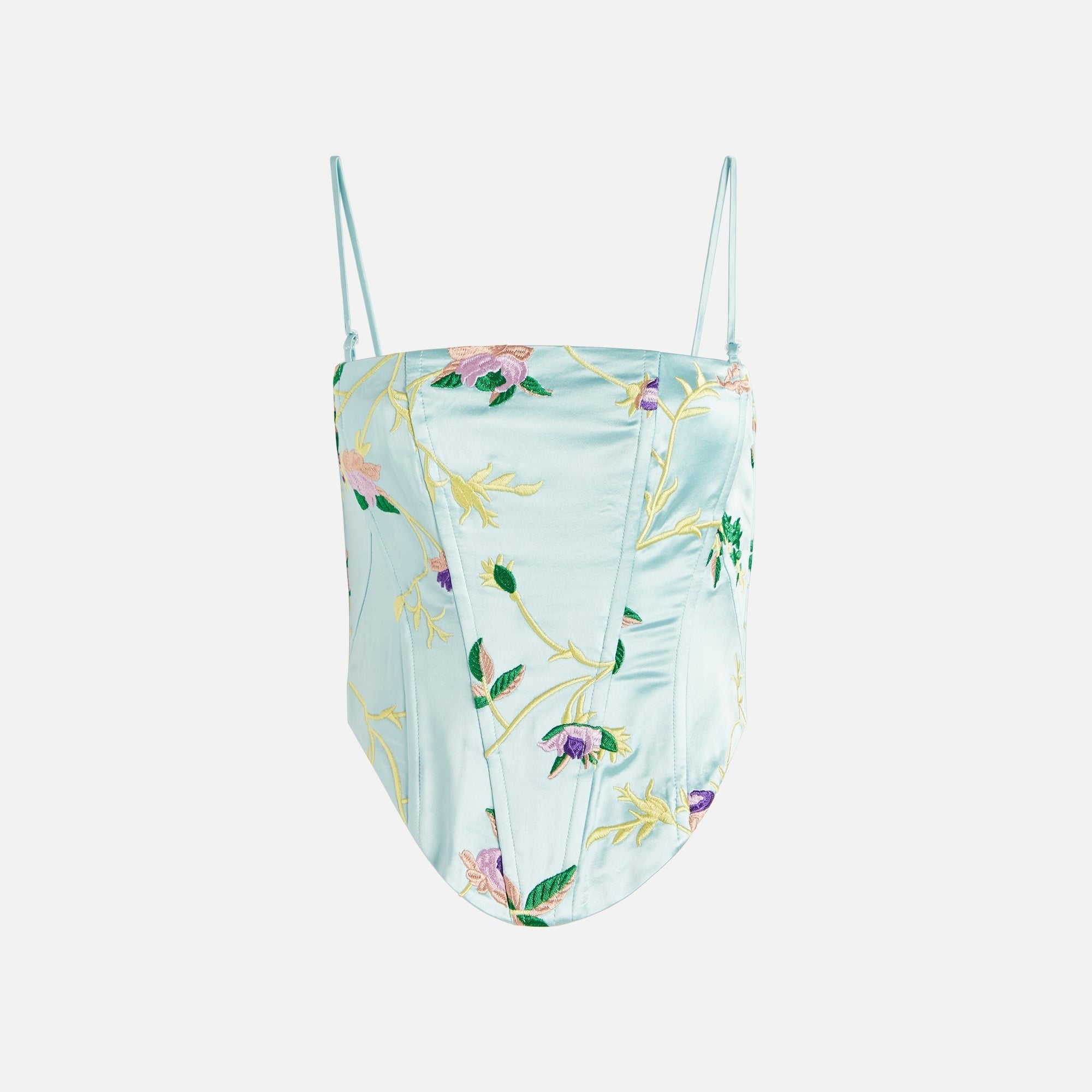 Kim Shui Floral Embroidered Bustier - Light Blue