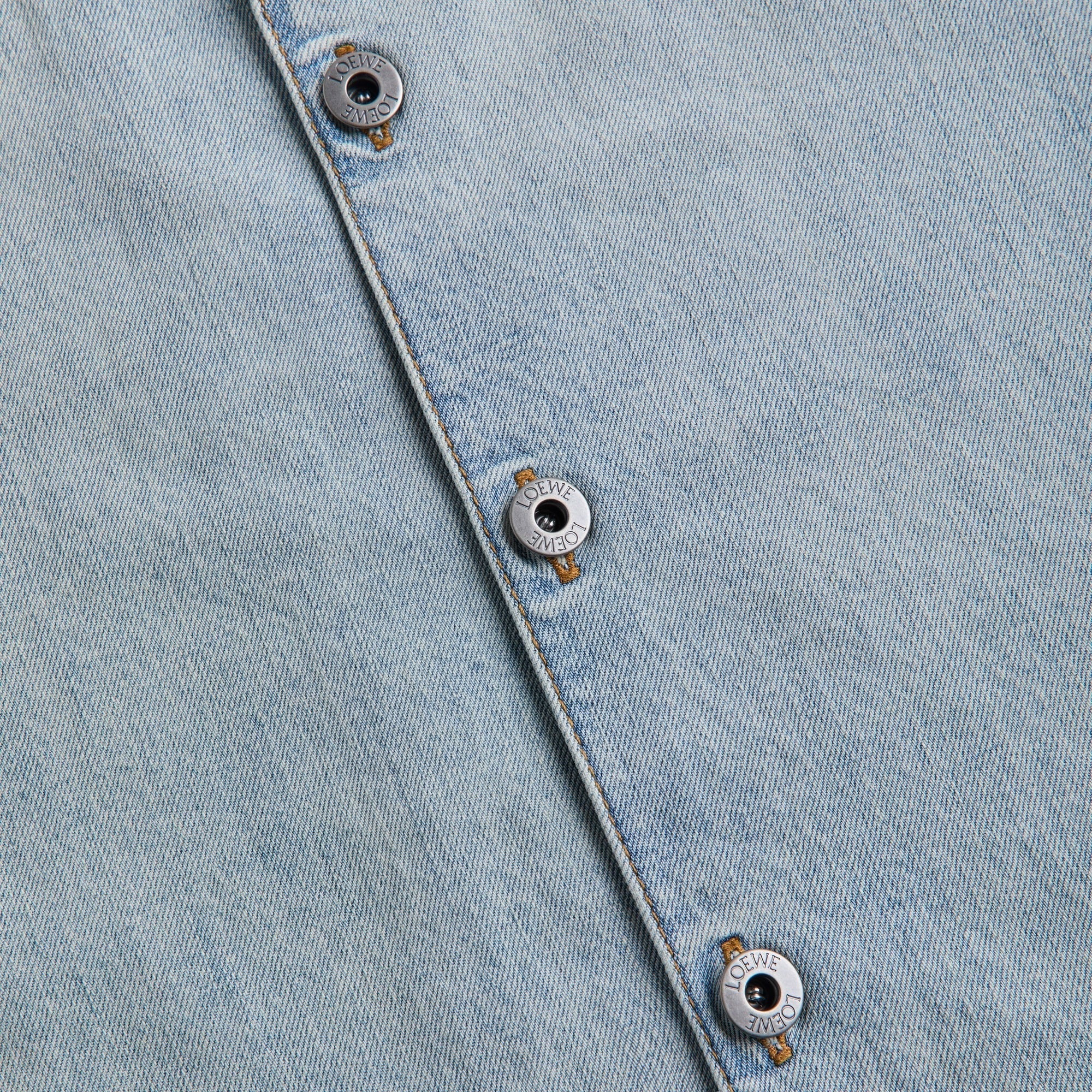 Loewe Anagram Short Sleeve Denim Shirt - Washed Blue