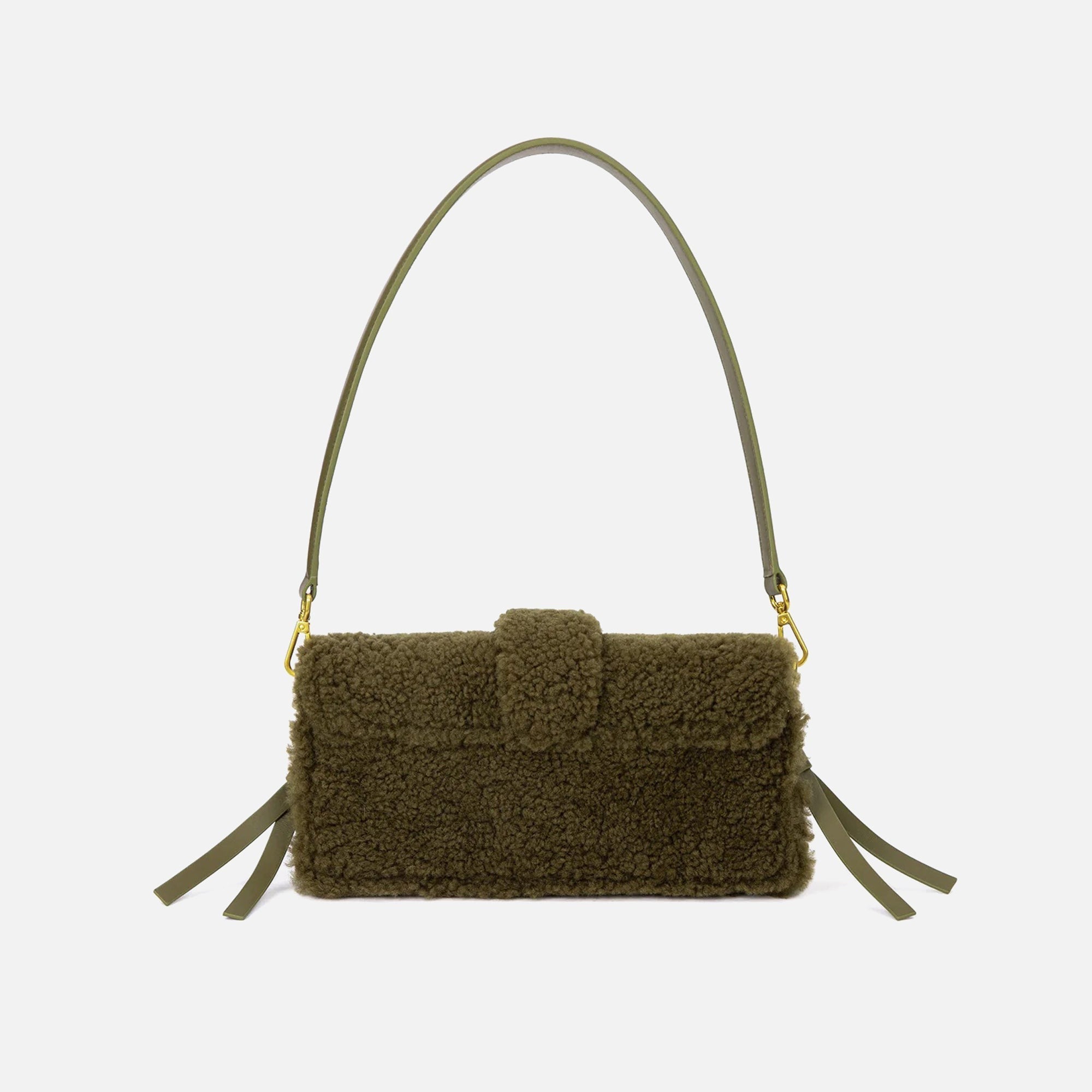 Brandon Blackwood Nia Shearling Bag - Olive