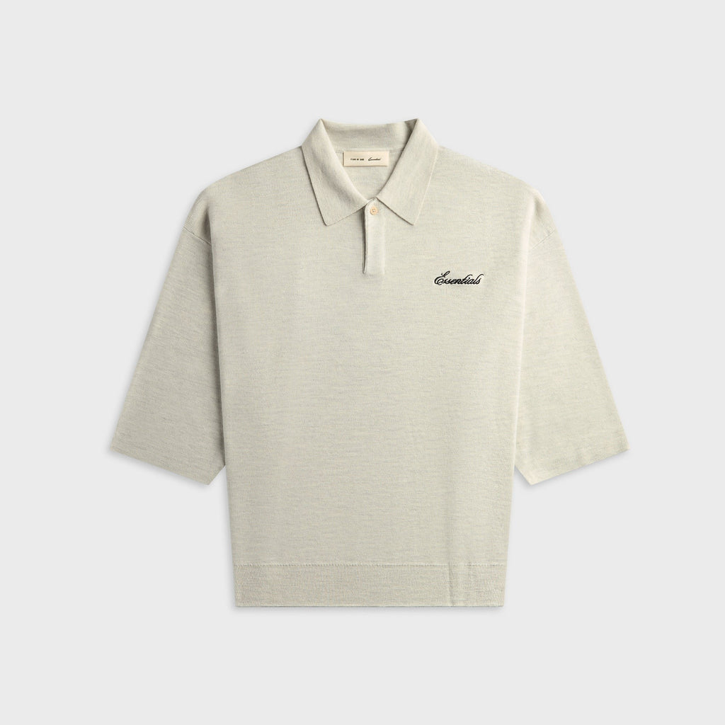 Essentials Signature 3/4 Sleeve 90s Knit Polo - Oatmeal Heather