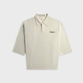Essentials Signature 3/4 Sleeve 90s Knit Polo - Oatmeal Heather