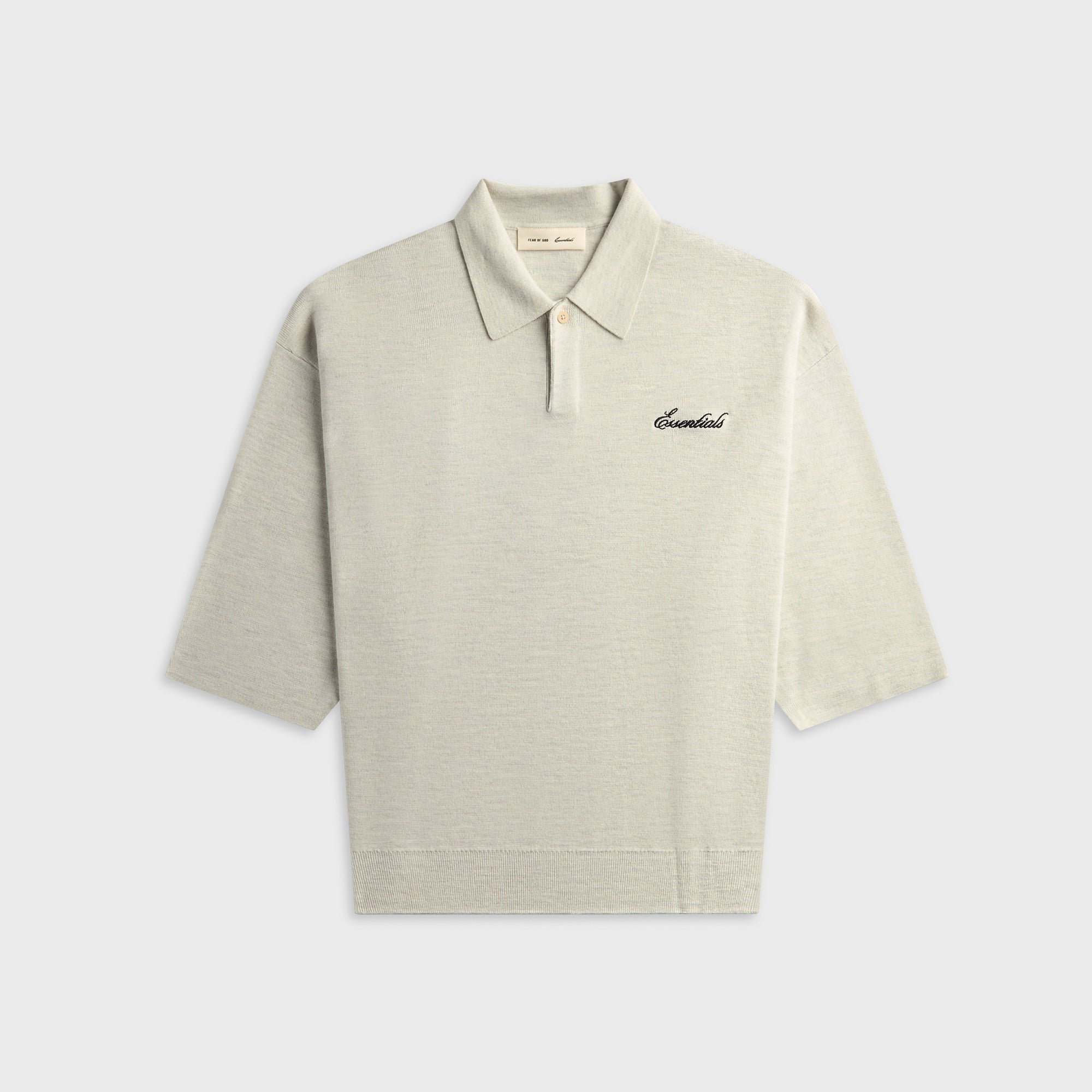 Essentials Signature 3/4 Sleeve 90s Knit Polo - Oatmeal Heather