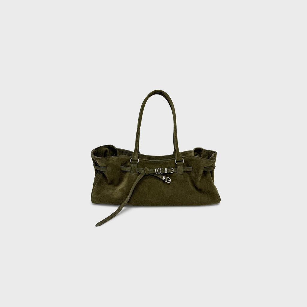MARGESHERWOOD Soft Grandma Shoulder Bag - Dark Olive Suede