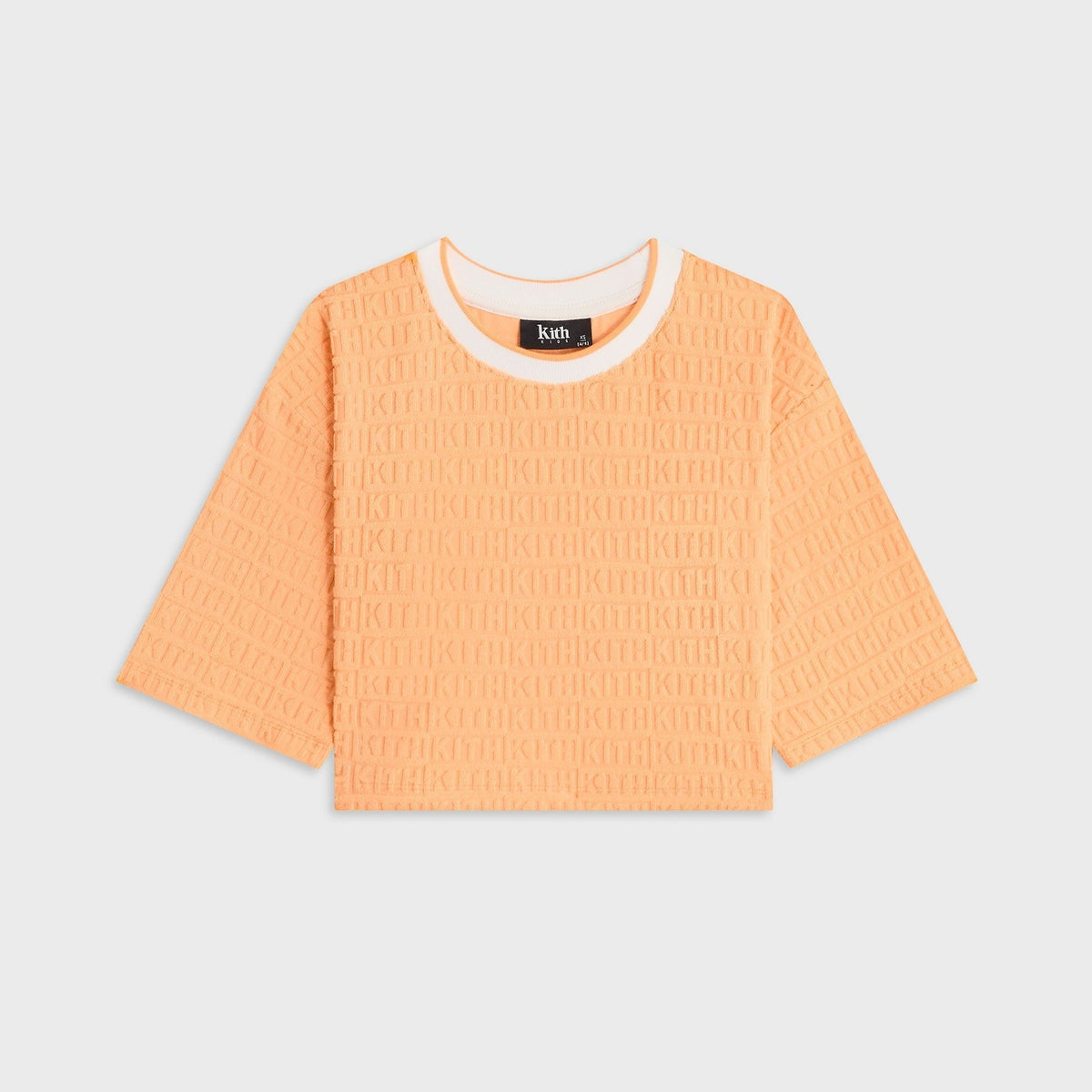 Kith Kids Textured Monogram Fei Cropped Tee - Sorbet