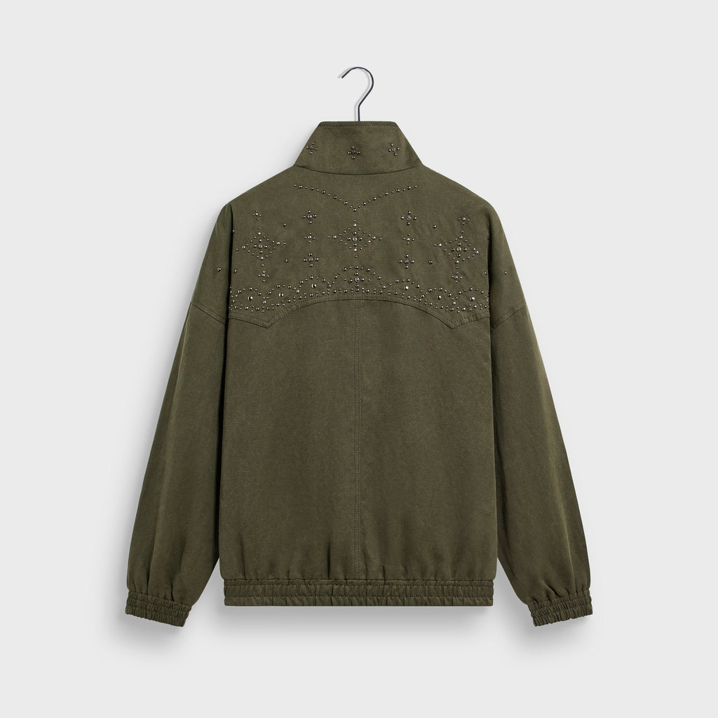 &Kin Studded Canvas Rhysand Jacket - Moss