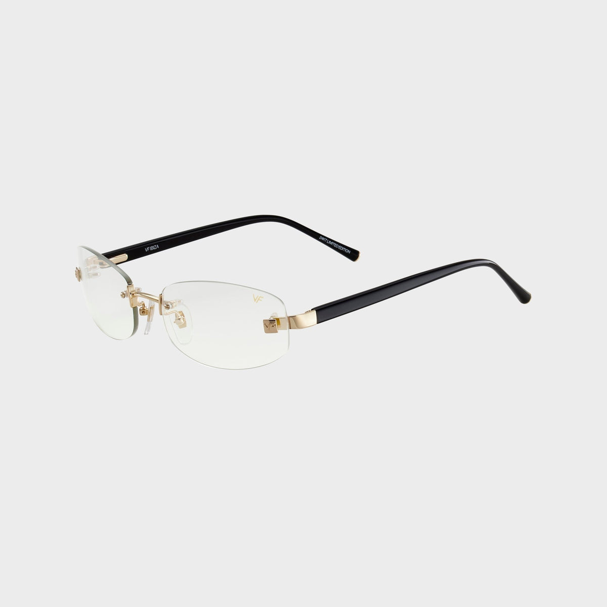 Vintage Frames Ibiza Rimless Drill Mount 24kt Yellow Gold Sunglasses - Asphalt Gradient