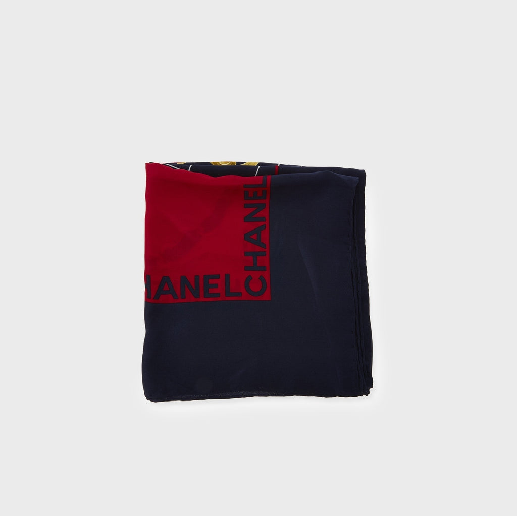 WGACA Chanel Silk Scarf - Navy