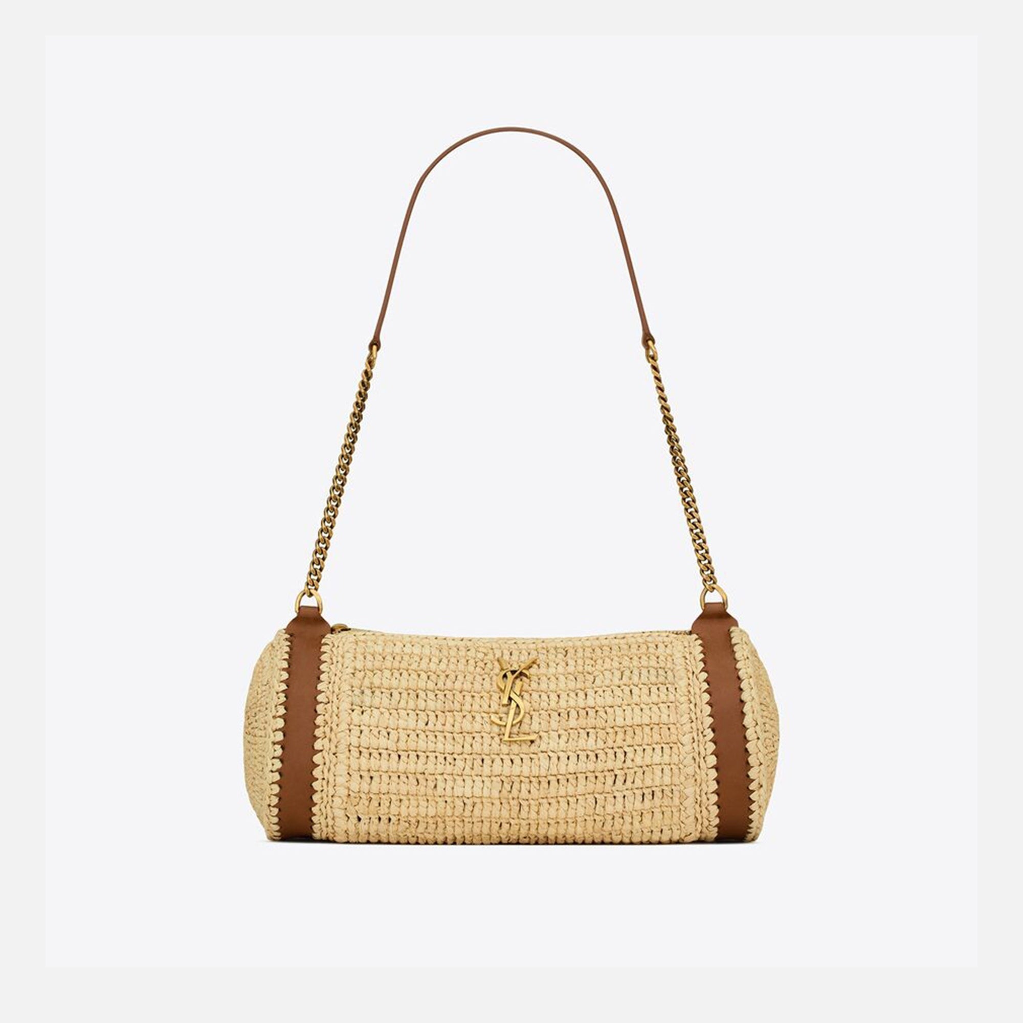 Saint Laurent Cilindre Rafia Handbag - Naturale