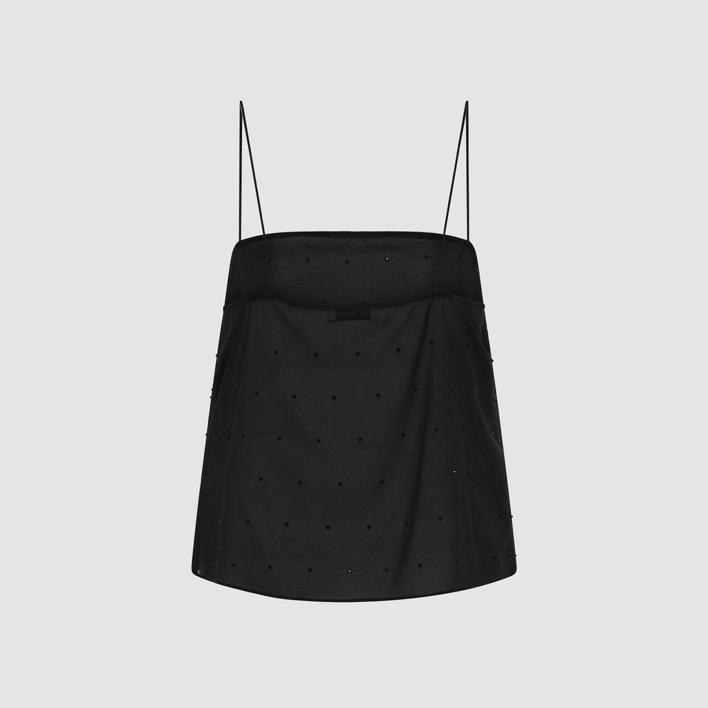 St. Agni Silk Glass Bead Cami - Black