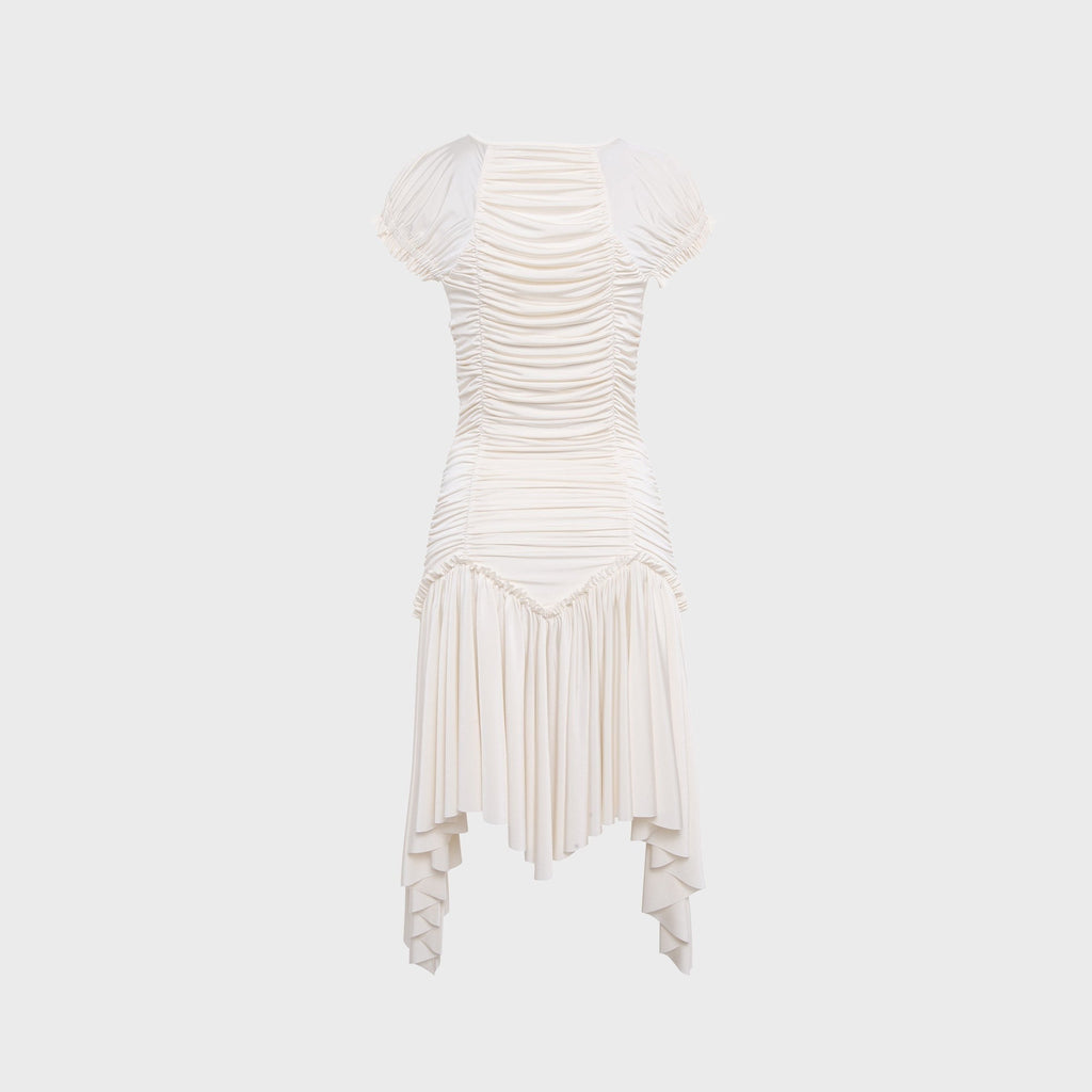 Siedres Penelope Ruched Asymmetric Jersey Dress - Ecru