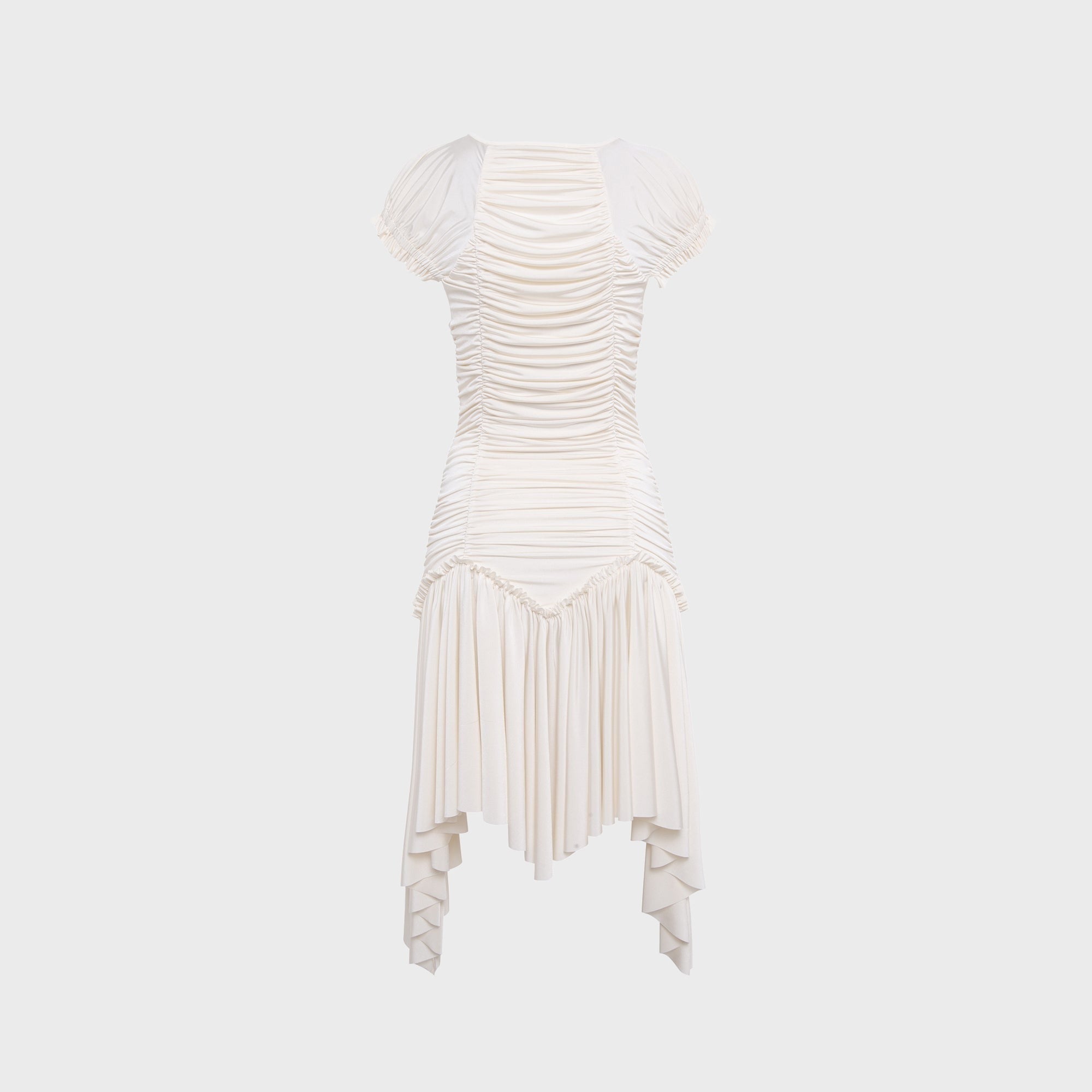 Siedres Penelope Ruched Asymmetric Jersey Dress - Ecru