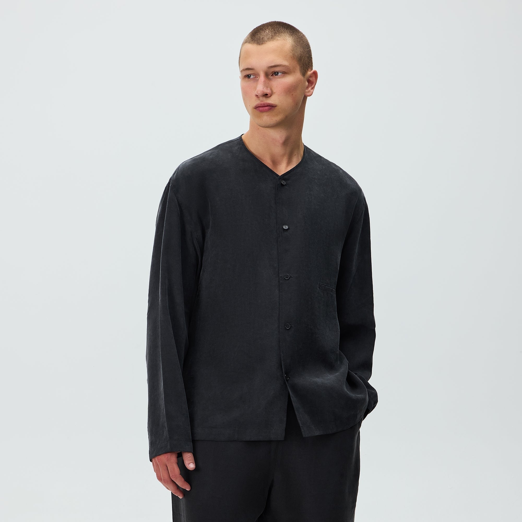 Kith Cupro Linen Long Sleeve Caelan Shirt - Black