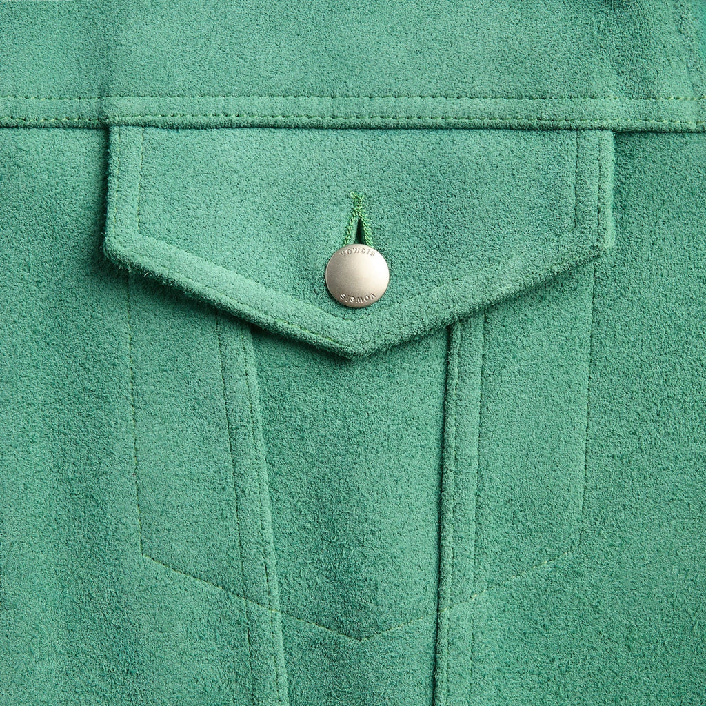 vowels Suede Trucker Jacket - Damp Green