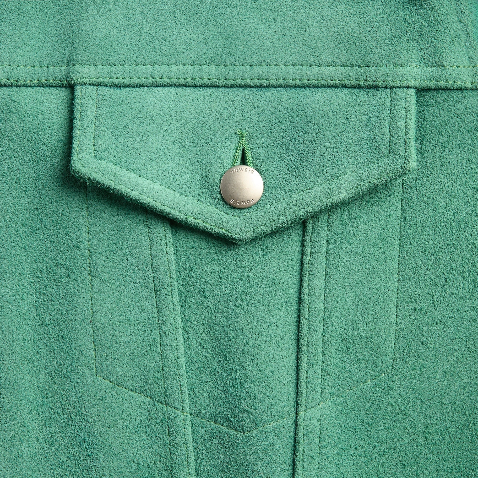 vowels Suede Trucker Jacket - Damp Green