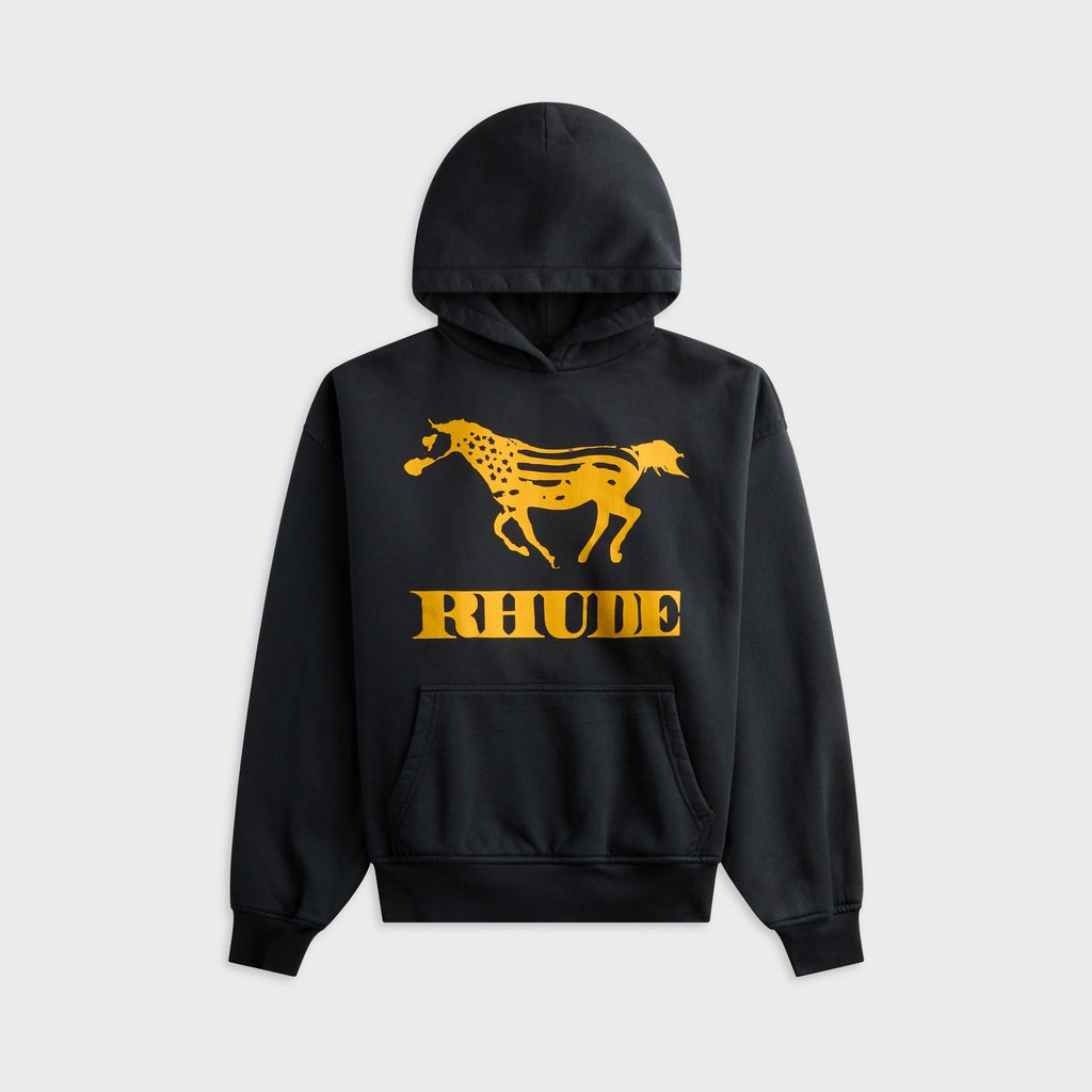 Rhude Dinero Hoodie - Vintage Black / Yellow