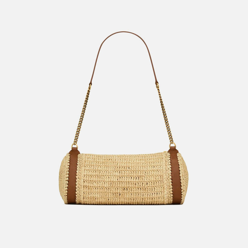 Saint Laurent Cilindre Rafia Handbag - Naturale
