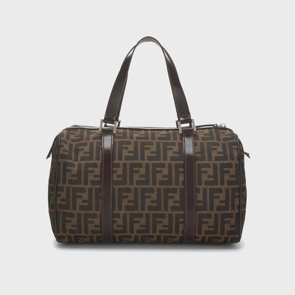 WGACA Fendi Tobacco Zucca Canvas Boston Bag - Brown