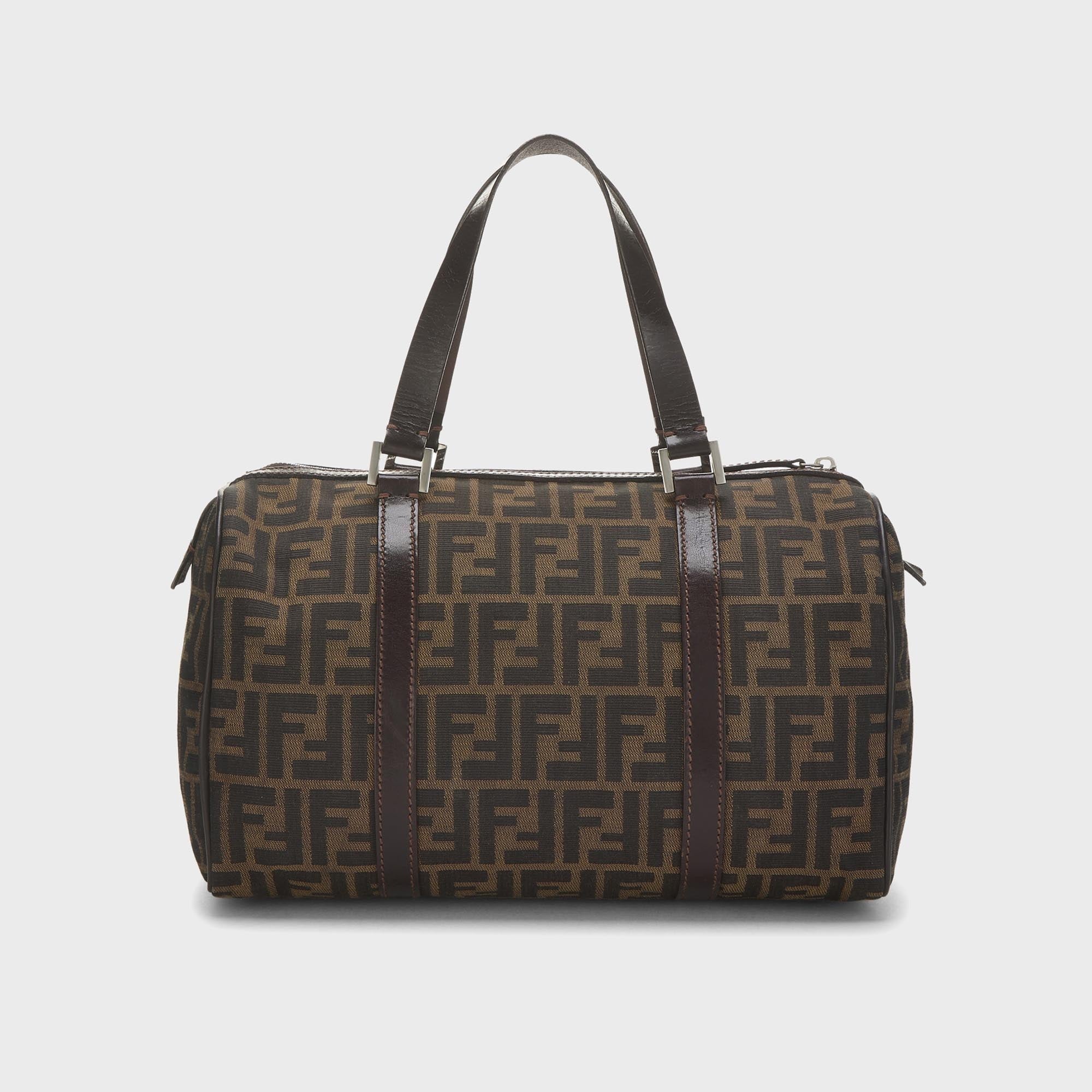 WGACA Fendi Tobacco Zucca Canvas Boston Bag - Brown