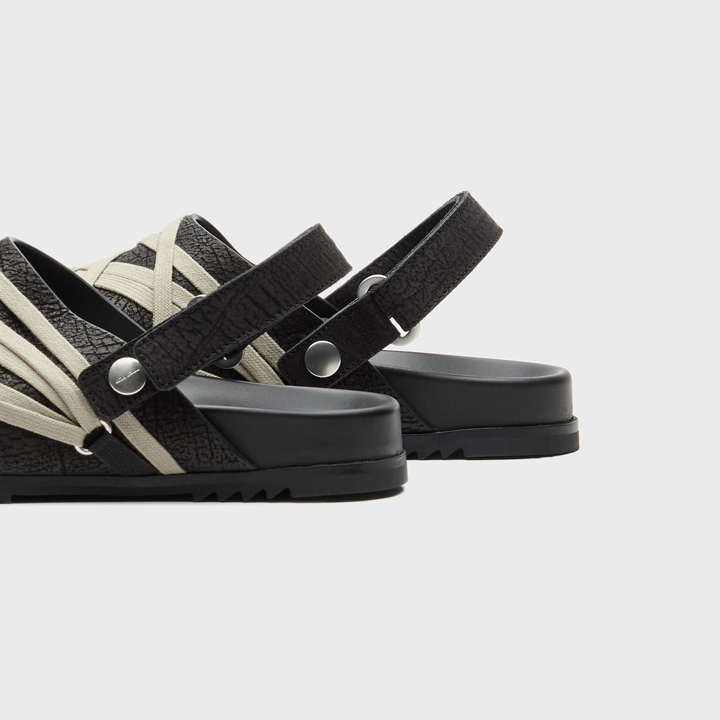 Rick Owens Megalace Mule Granola Mules- Pelle Black
