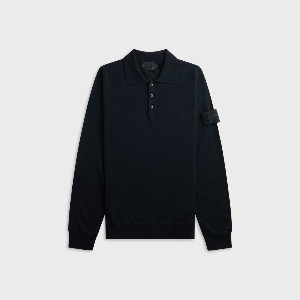 Stone Island Ghost Long Sleeve Polo Shirt - Navy Blue