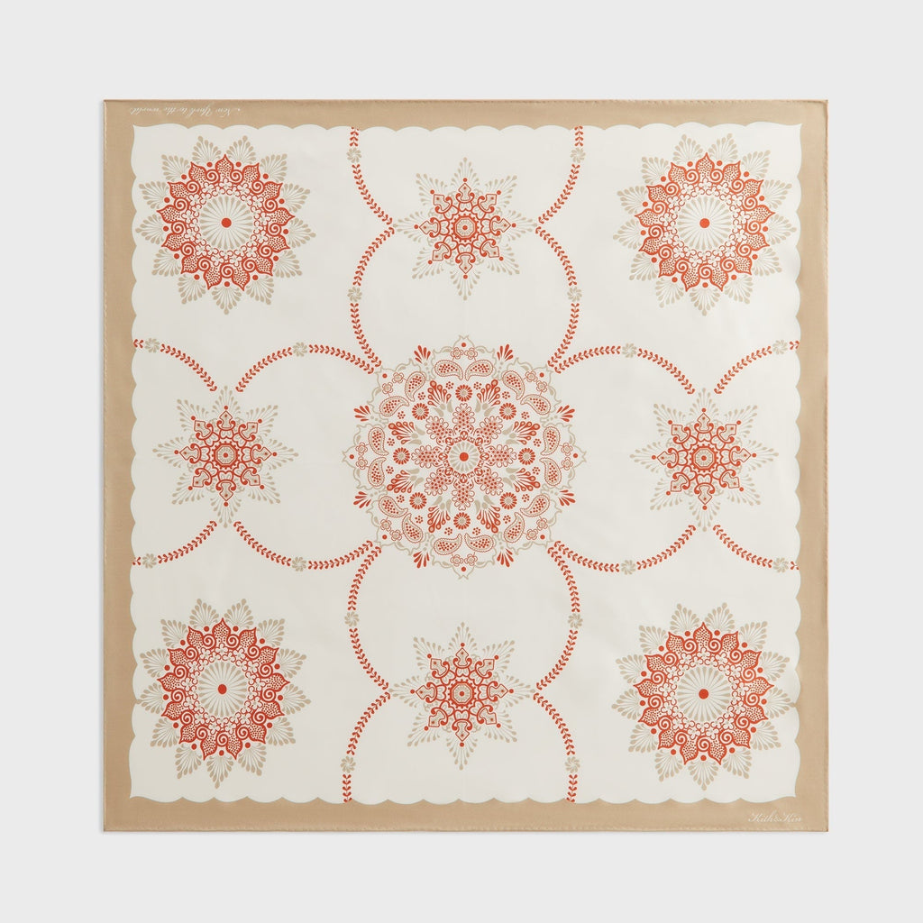Kith Floral Printed Palm Silk Scarf - Volcano