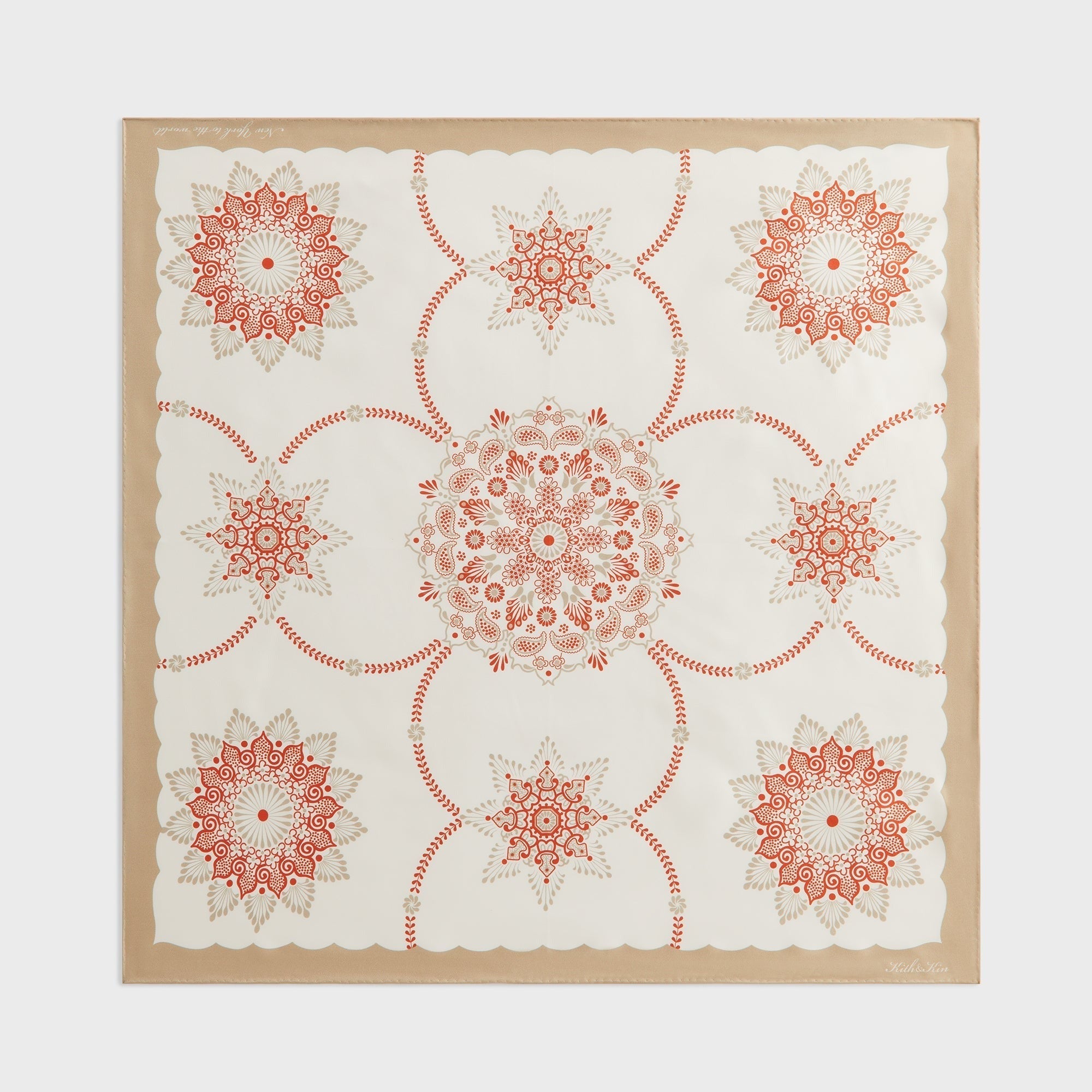 Kith Floral Printed Palm Silk Scarf - Volcano