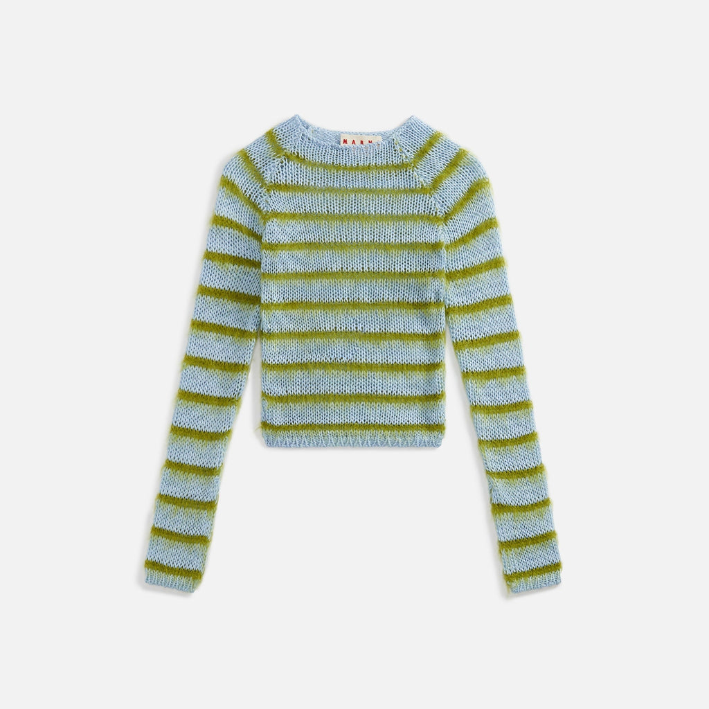 Marni Roundneck Bicolor Brushed Stripe Sweater - Iris Black
