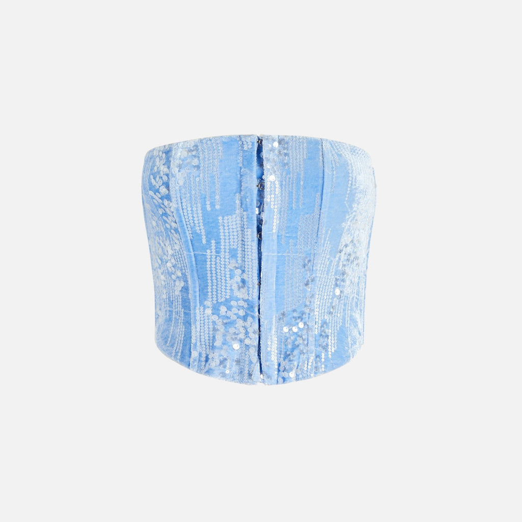 Kim Shui Periwinkle Velvet Bustier - Blue