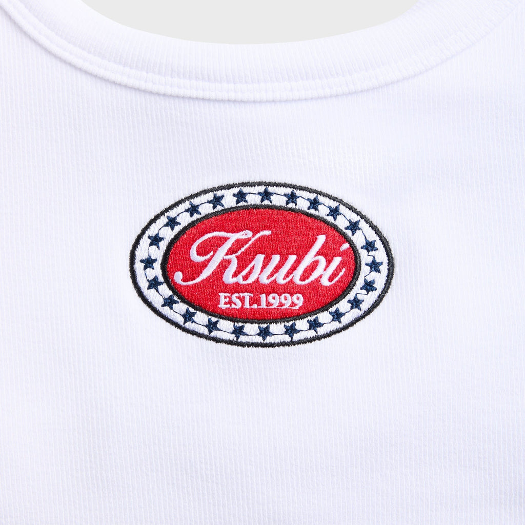 Ksubi Badge Chloe Crop Tank Top - White