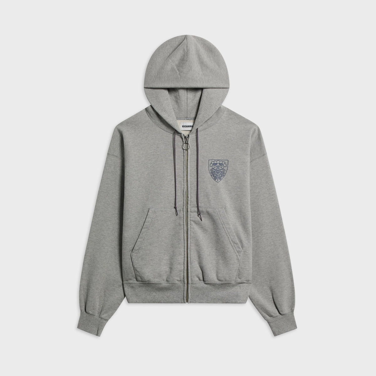 KOZABURO Poe Print Zip Up Hoodie - Gray