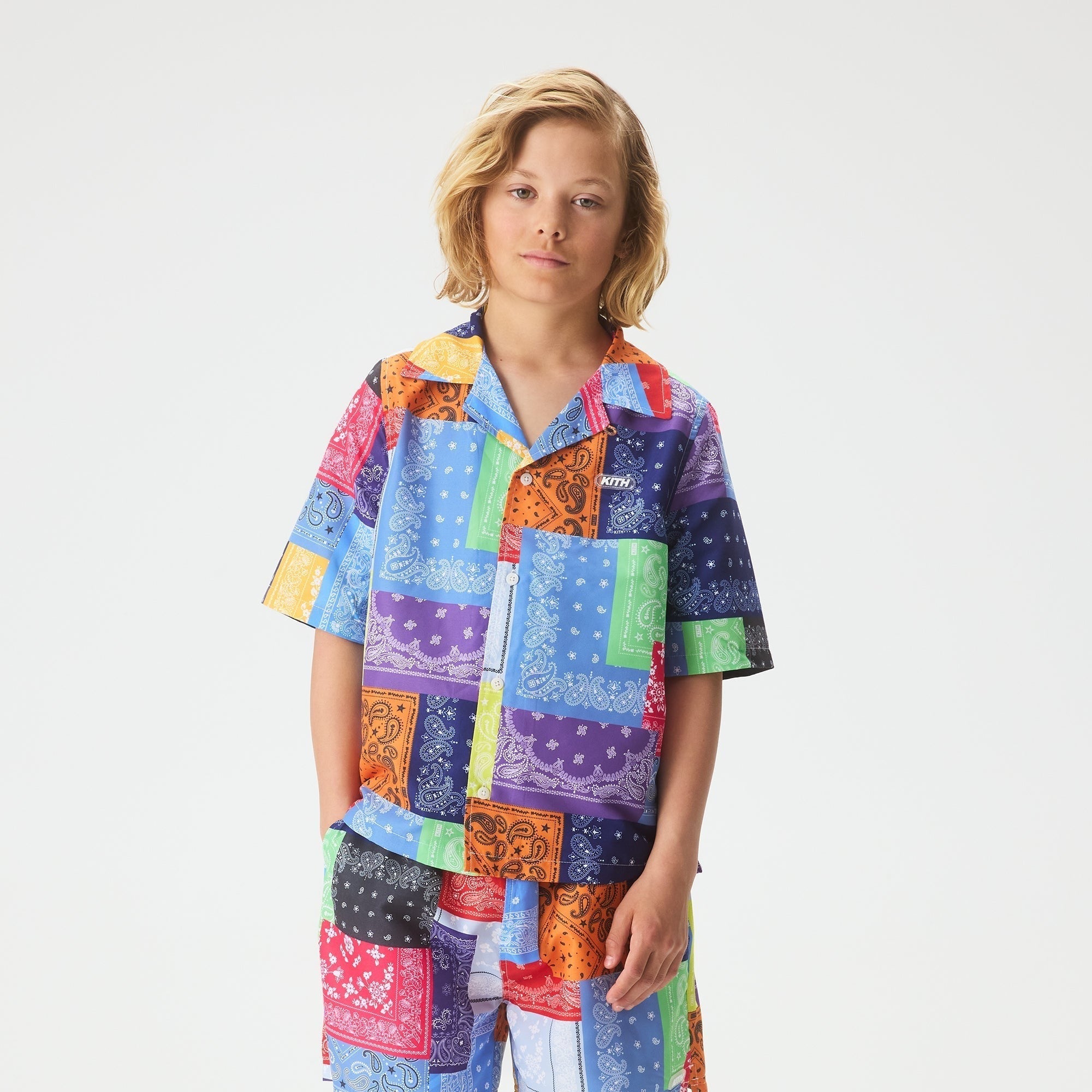 Kith Kids Bandana Splice Thompson Camp Swim Shirt - Lucky