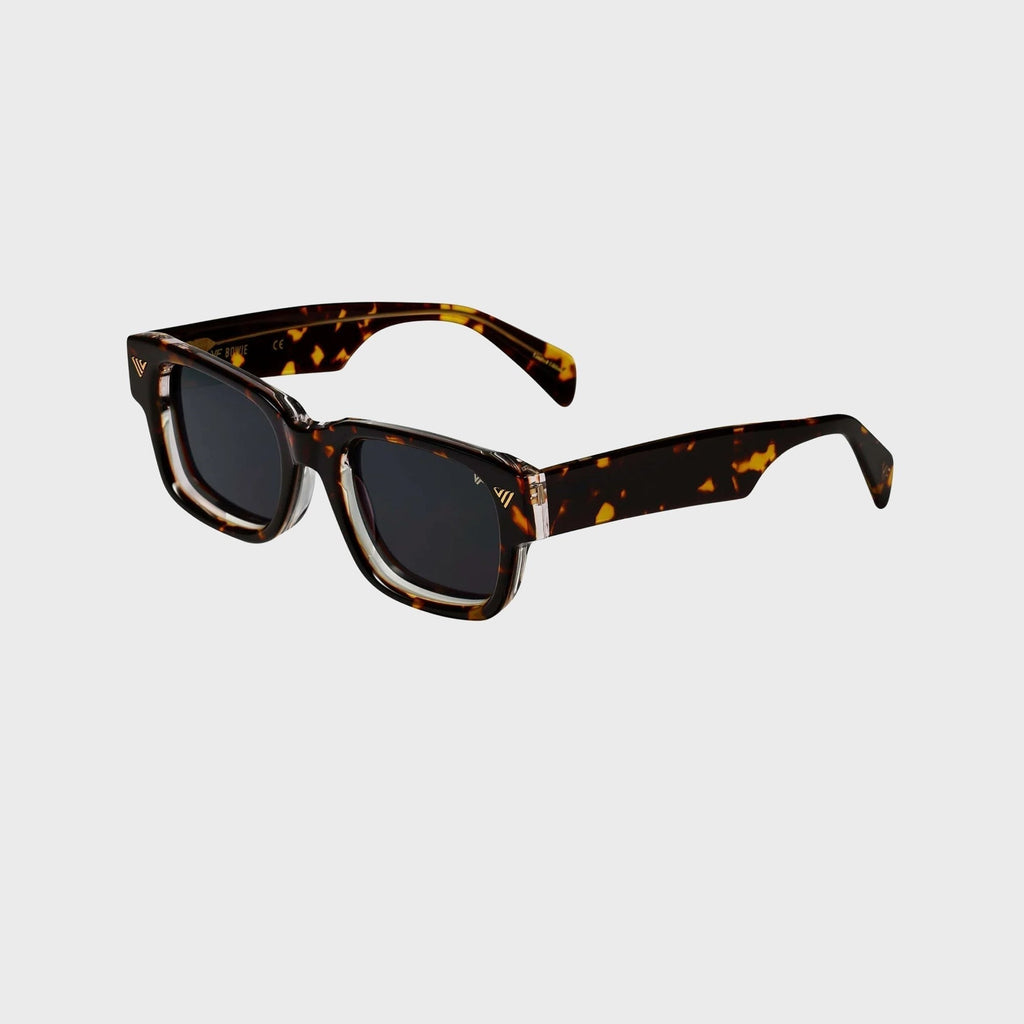 Vintage Frames Bowie Brown Tortoise and Clear Acetate Sunglasses - Black