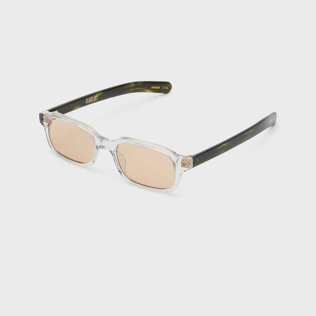Flatlist Hanky Sunglasses - Clear Crystal Olive Horn / Peach