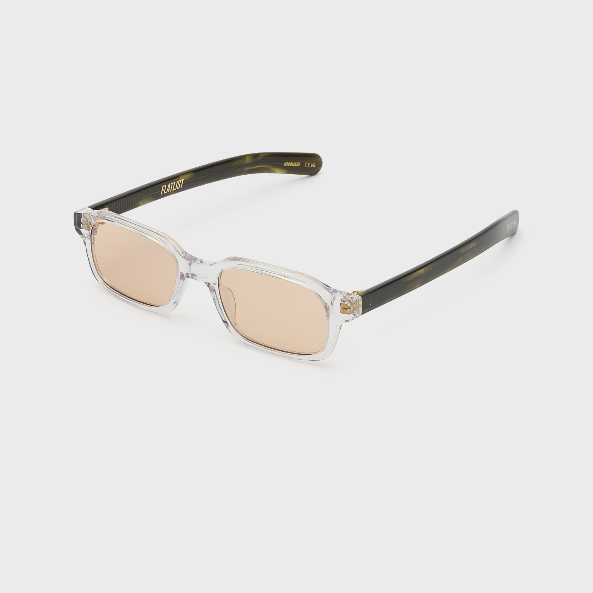 Flatlist Hanky Sunglasses - Clear Crystal Olive Horn / Peach