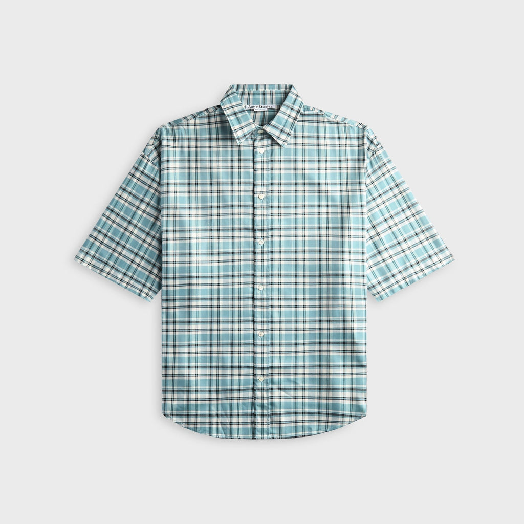 Acne Studios Checked Flannel Shirt - Turquoise / Blue / White