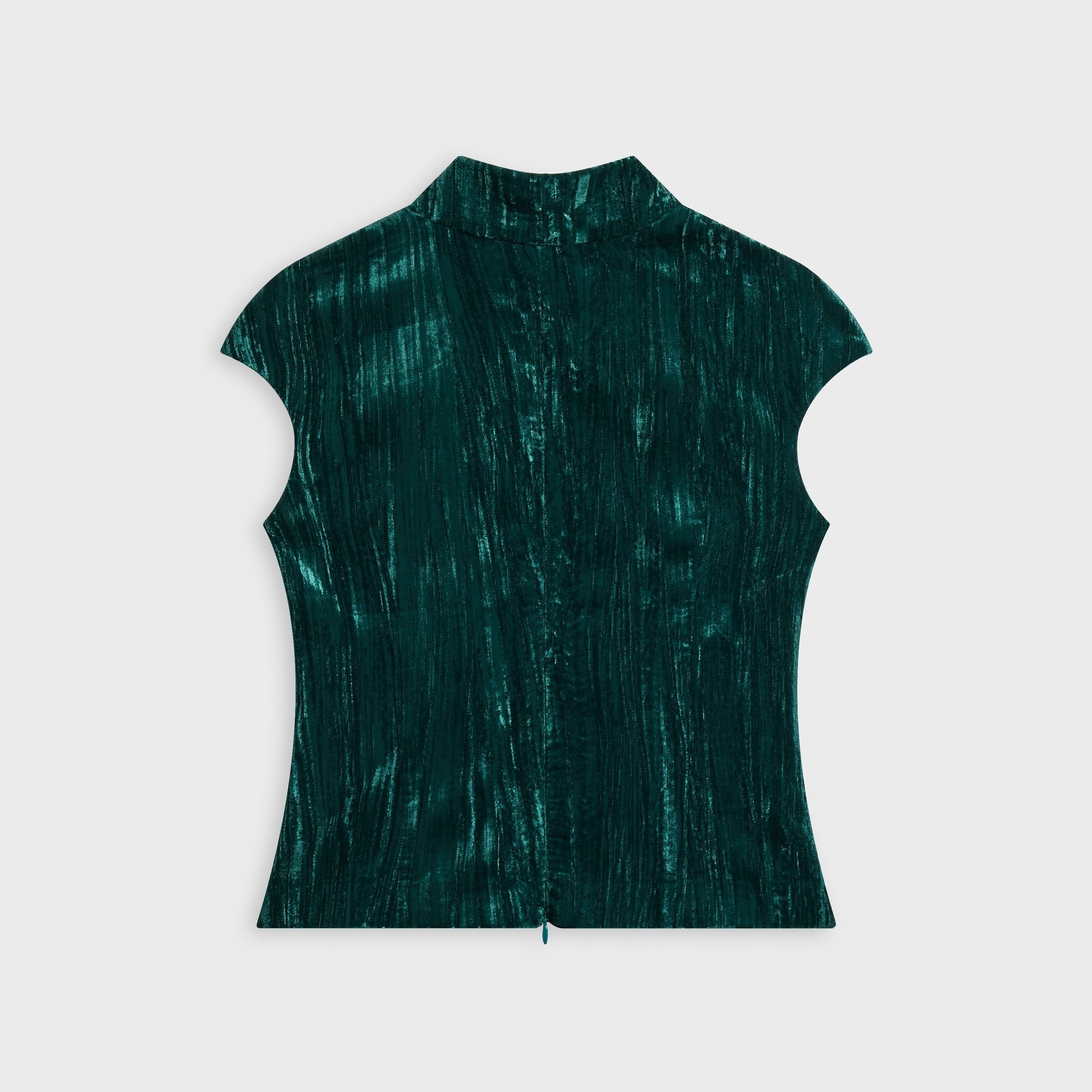 Kim Shui Crushed Velvet Qipao Top with Keyhole - Emerald