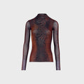 Jean Paul Gaultier Mesh High Neck Long Sleeve Top - Printed Python