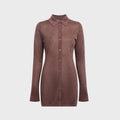 Ksubi Devin Long Sleeve Shirtdress - Stone Lurex