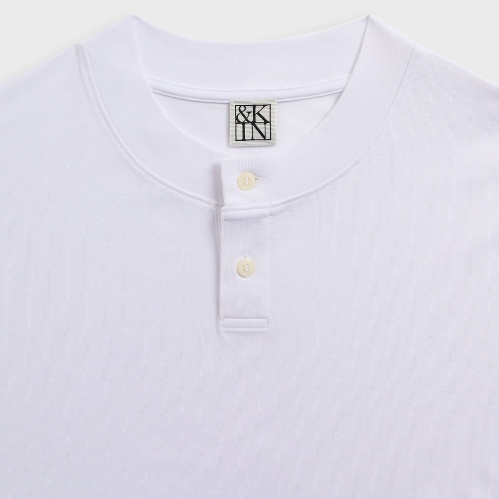 &Kin Albie Henley Tee - White