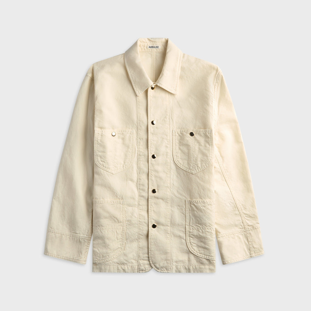 Auralee Wool Cotton Linen Ox Work Jacket - Off White